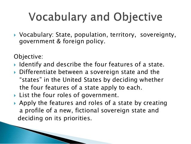 features of government deals with territory population and sovereignty